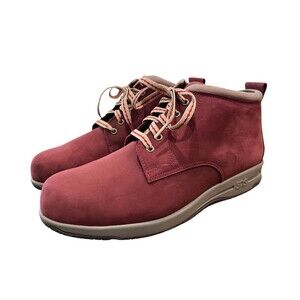 SAS Gretchen Women's Lace-Up Ankle Boots with Wide Toe Box Size 10W Red/Taupe